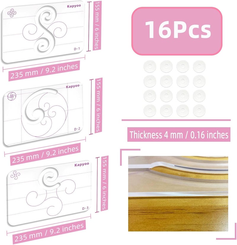 Kapyoo 3Pcs Free Motion Quilting Templates with Non-Slip Grips, Quilting Ruler and Templates for Industrial & Domestic Machines Reusable Stencils for DIY Quilt Designs (25 Series D) - Image 2